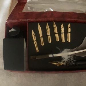 Vintage AM Feather pen set; Schreibfeder-set